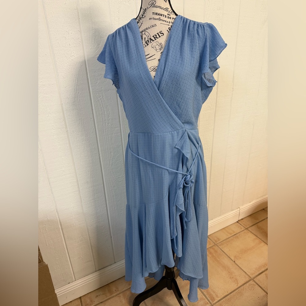 Elegant Blue Wrap Dress